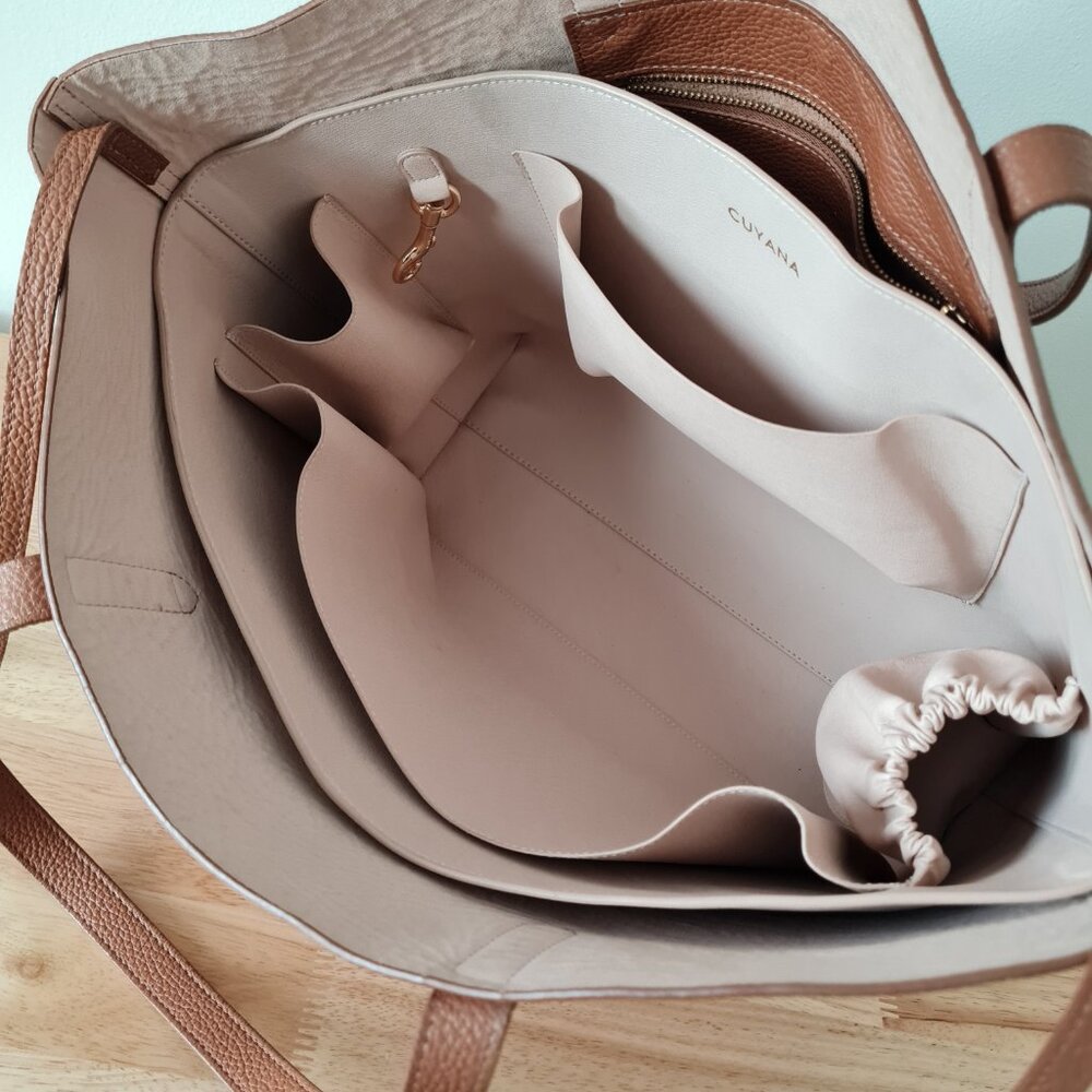 Cuyana Classic Large Structured Tote Rare Organizer Caramel Brown Leather - Picture 11 of 15